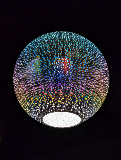 A glass orb with colorful bubbles