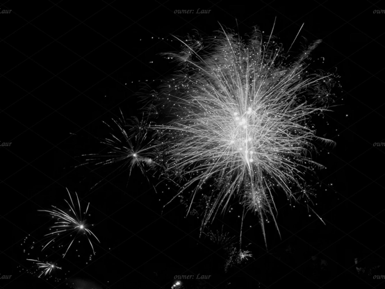 Fireworks, black and white, photo