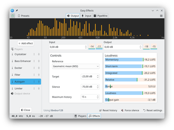 Screenshot of easy effect which was recently ported to Kirigami
