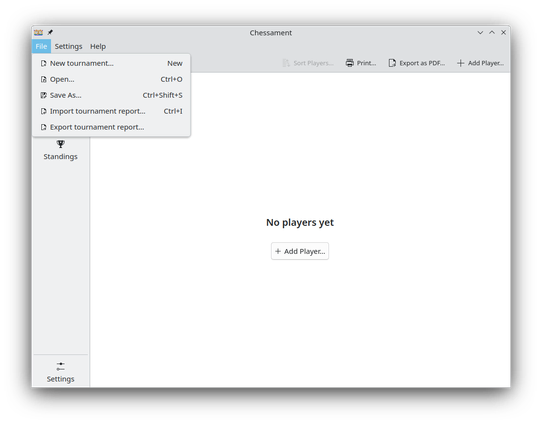 Screenshot of Cheesament with the new menu
