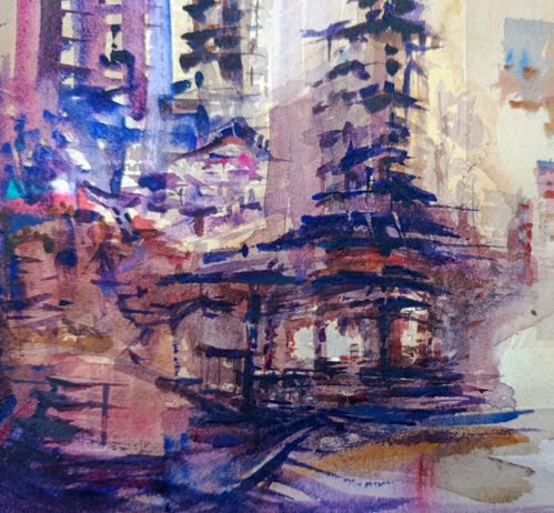 Streets
Watercolor 
#art #mastoArt #watercolor #urban 