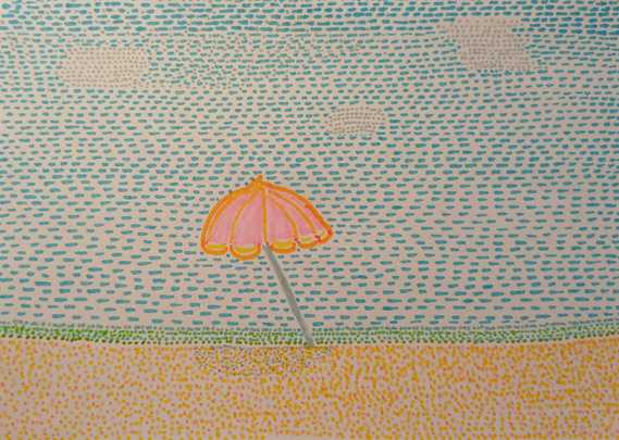 Instant chaleureux 
Pointillisme - crayon feutre - 15x10 
2025