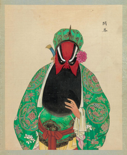 Portrait on silk of opera character