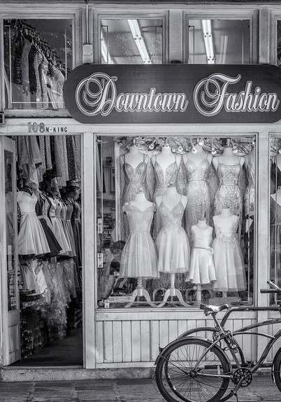 Entrance to a dress shop in Honolulu's Chinatown.