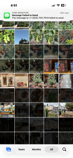 Screenshot showing corrupted images (the dark ones). They originally had the right exposure. The upper three black frames were from yesterday, so it is not the camera but the photos app.