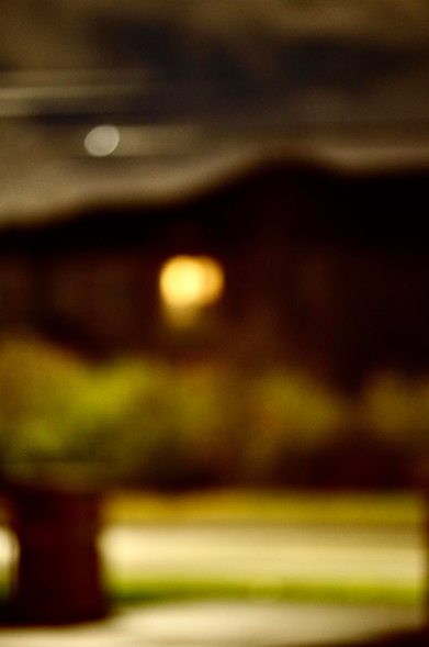 A blurry residential street.