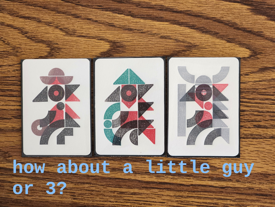 three kobold lego prints, with the text "how about a little guy or 3?"
