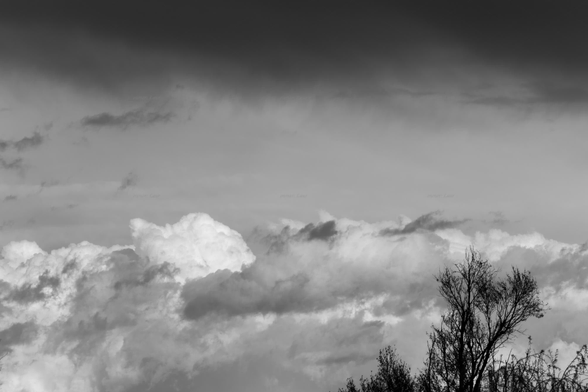 Clouds, black and white, photo
