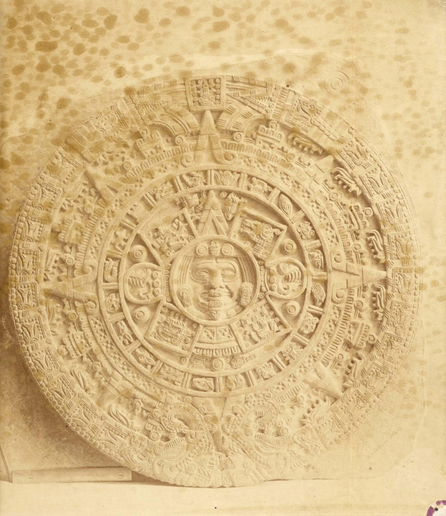 Dionisio Abadiano's cast of the Aztec calendar stone
Albumen print, anonymous, 1889
J.P. Getty Museum, Los Angeles, CA