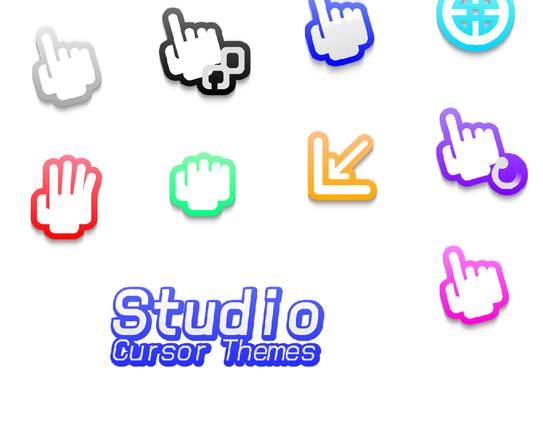 A complete Linux cursor!
Studio evokes forgotten Frutiger Aero feels.
Available in X11 and Wayland alike, it comes in 18 themes (9 colors and 9 Pride flags)