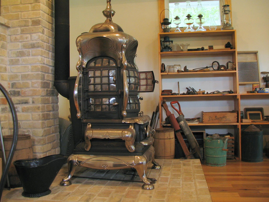 Old-fashioned American wood stove.