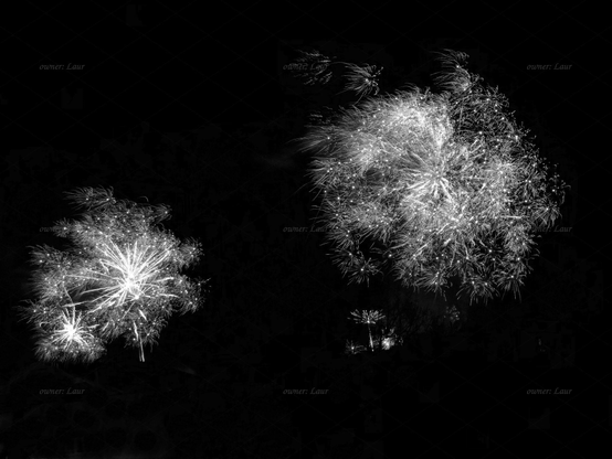 Fireworks, black and white, photo
