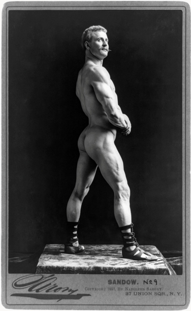 Eugen Sandow in Graeco-Roman pose
Photoprint on cabinet card, by Napoleon Sarony, c. 1893
Library of Congress, Washington DC