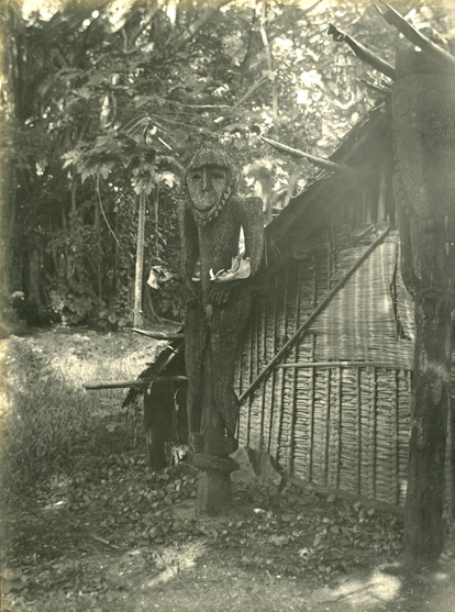 Haus tambaran with carved figure
Photographic print, 14.9 x 20 cm, by John Watt Beattie, 1906