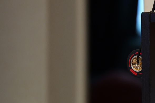 A tiny F1 Pirelli wheel. 