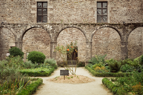 French style garden within an old stone building