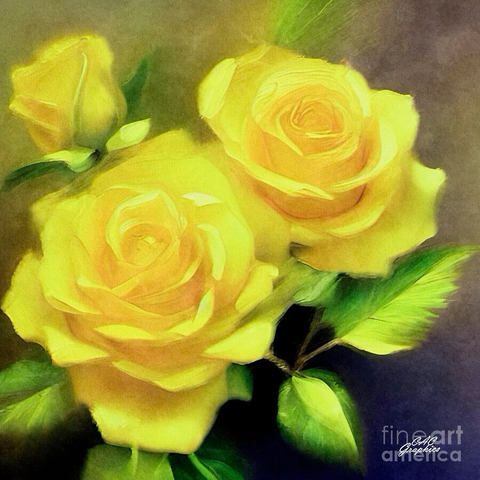 Painted Yellow Roses