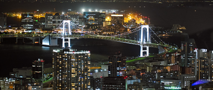 View of the Rainbow Bridge at night