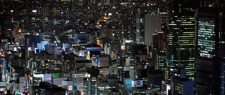 A view of Tokyo at night