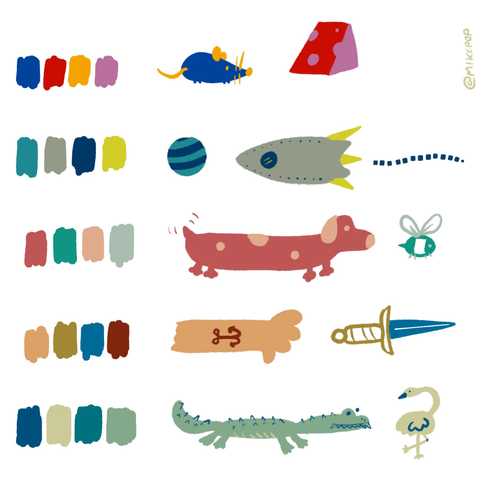 Various doodles aside color swatches
