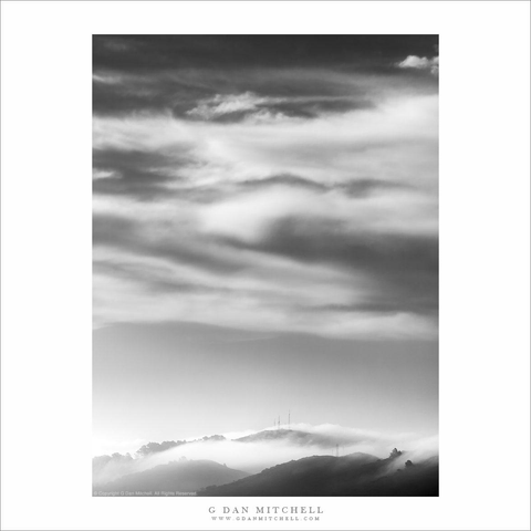 Fog and sky above Marin hills.