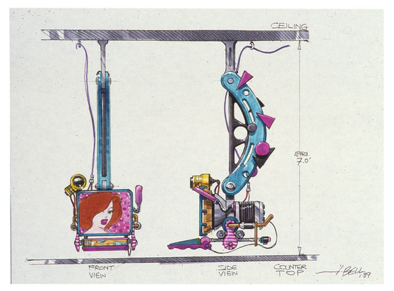 Image showing the concept art of the scifi TV for Back to the Future Part II (1989)