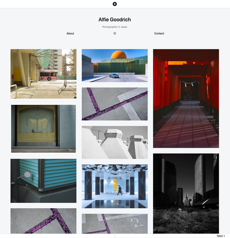 Screenshot of the front page of my online print store at Darkroom dot com. Showing a variety of subjects from Tokyo and around Japan. 