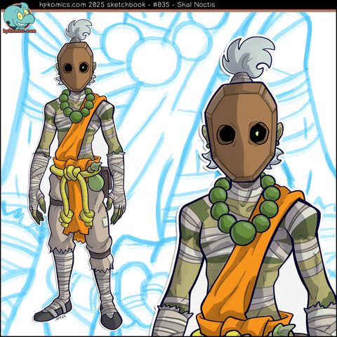 Sketchbook page featuring Shal Noctis.