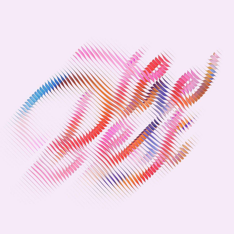 Colorful, stylized text reads "The Best," featuring wavy lines in vibrant hues of pink, red, blue, and orange against a soft pink background.