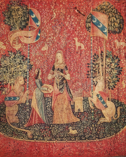 Wandteppich: Die Dame mit dem Einhorn. Frankreich, Anfang des 16. Jahrhunderts, Musée de Cluny