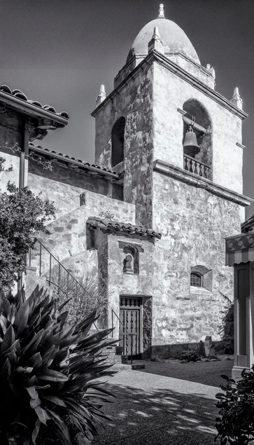 Bell tower of Carmel Mission.