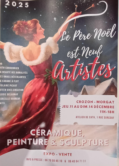 Affiche de l'exposition des artistes locales chez Cath du 11 au 14 décembre 2025