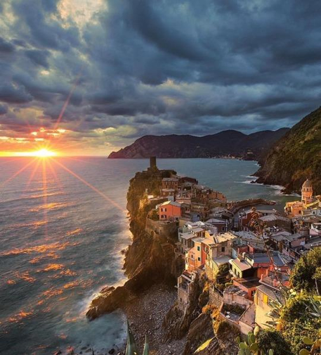 Sunrise or sunset at Vernazza, Italy.