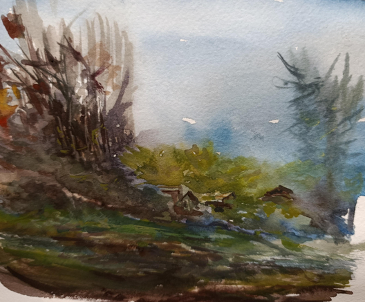 Landscape forest
Watercolor painting 
#art #watercolor #mastoArt #landscape #trees #forest 