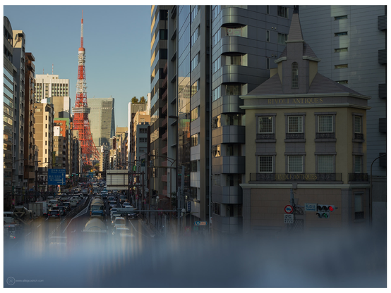 Tokyo Tower seen down the end of Route 1 in Tokyo. Photographed from the bridge over the Dai Ichi Keihin road near Tamachi. 

CFV50c on a Hasselblad 503CW. Zeiss-Sonnar CFi 150mm f/4