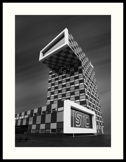 b&w - Long exposre image of the STC (Scheepvaart en Transport College/Shipping and Transport College) building in Rotterdam. This is the main STC-Group location where mainly vocational and higher professional maritime education is provided.

Modern architecture, designed by Neutelings Riedijk Architects, completed in 2005 and located on the Lloydpier in Rotterdam
