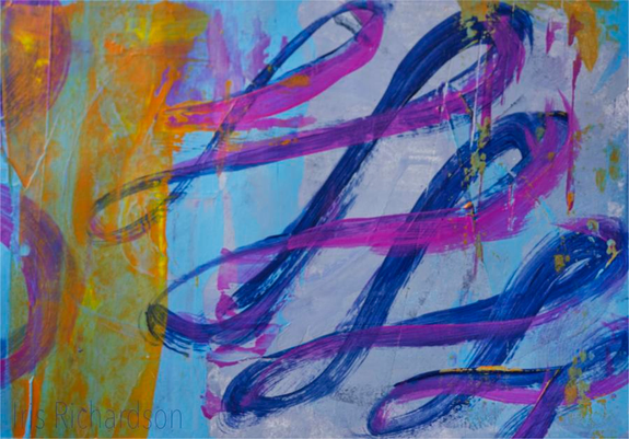 Blue and gold abstract I arylic painting 