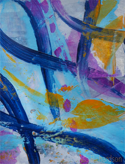 Blue and gold abstract II - colorful acrylic painting 
