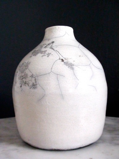 White raku vase