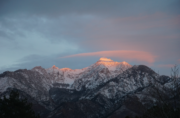 The Wasatch Front looking gorgeous under some new snow and the alpenglow.