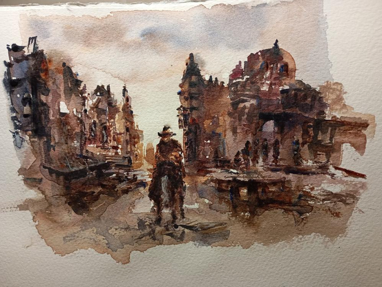 Cowboy 
Watercolor painting 
Cotton paper
#watercolor #art #mastoArt