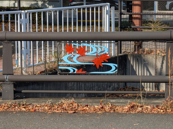 「川にもみじ」の絵