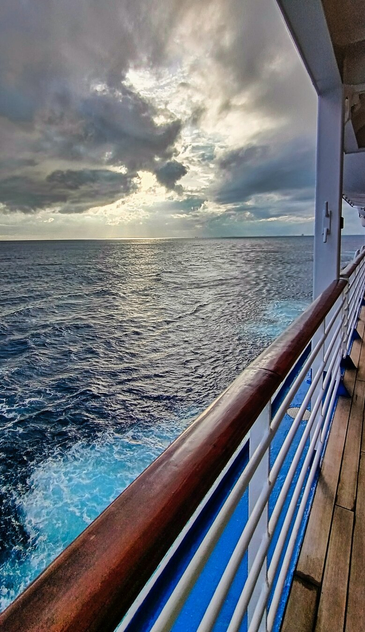 Sunset view from a cruise ship .