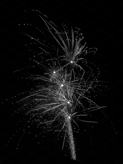 Fireworks, black and white, photo