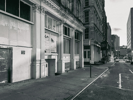 Light and shadows on an empty city street 