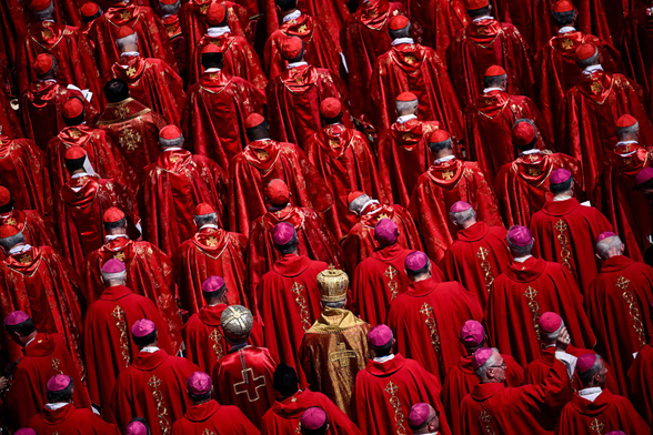 Members of the clergy attend the funeral Mass of Pope Francis, at the Vatican.