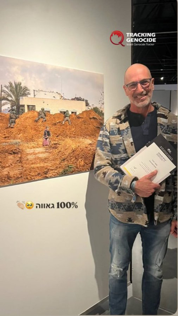 Grinning genocidaire celebrates photographing his depravity and putting it on display at an art gallery.