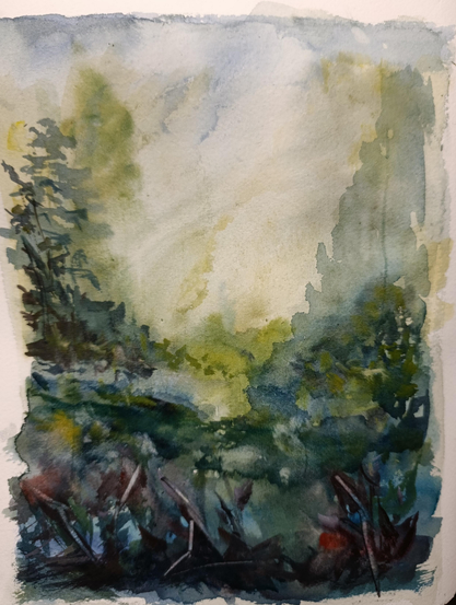 Landscape 
Watercolor painting 
Cotton paper. Arches. 30x25 cm
#art #mastoArt #landscape #trees #flowers 