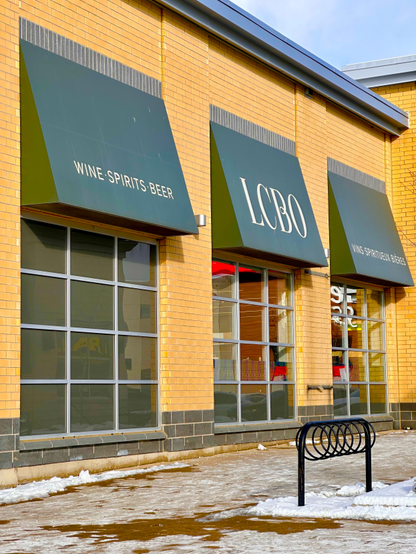 Windows in a Liquor store.