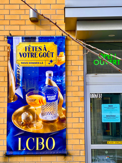 Windows in a Liquor store.